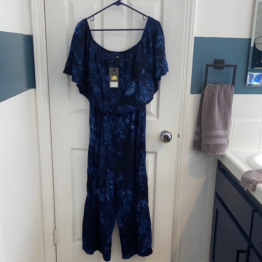 L&B Navy Tie-Dye Jumpsuit